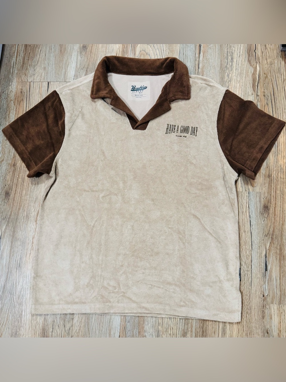 Brooklyn Cloth Beige Polo with Brown Accents
